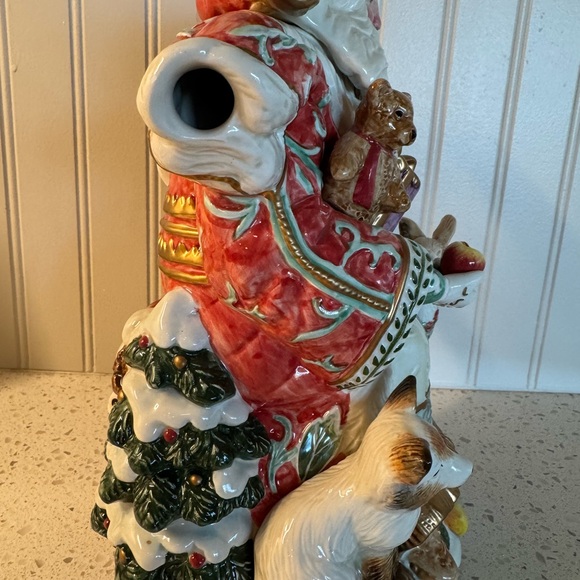 Fitz and Floyd Santa Claus Ceramic Pitcher with Gold and...